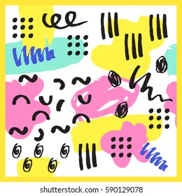 Universal memphis seamless pattern endless abstract fills style and surface textures colorful geometric ornament background vector illustration.