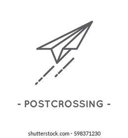 Universal minimal black paper plane line icon on white background