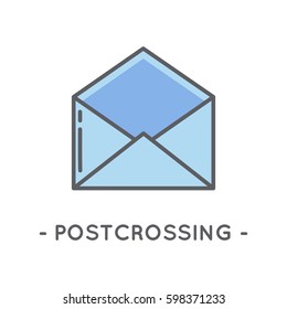 Universal minimal color envelope line icon on white background