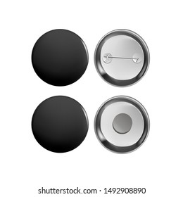 Universal mockup of black badge. Vector realistic illustration on white background, ready and simple to use for your design. 