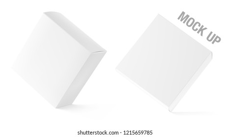 Universal mockup of blank cardboard box. Vector illustration isolated on white background, ready and simple to use for your design. EPS10.