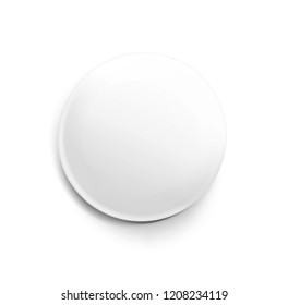 Universal mockup of white badge. Vector realistic illustration on white background, ready and simple to use for your design. The mock-up will make the presentation look as realistic as possible. EPS10