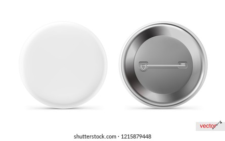 Universal mockup of white badge. Vector realistic illustration on white background, ready and simple to use for your design. The mock-up will make the presentation look as realistic as possible. 
