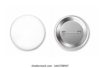 Universal mockup of white badge. Vector realistic illustration on white background, ready and simple to use for your design. The mock-up will make the presentation look as realistic as possible. 	