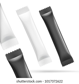 Universal mockups of blank packaging sticks. Vector illustration isolated on white background, ready and simple to use for your design. The mock-up will make the presentation look realistic possible.