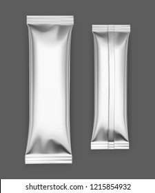Universal mockups of blank packaging sticks. Front and rear view. Vector illustration, ready and simple to use for your design. EPS 10.