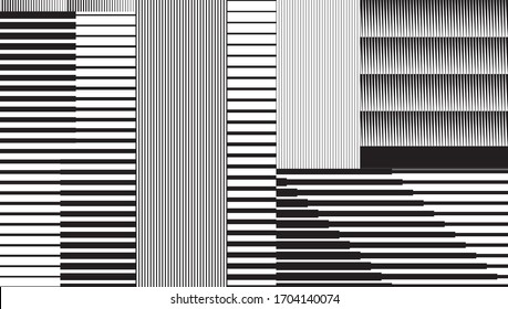 Universal Modern Geometric Linear Transition. Abstract Vector Background With Bold And Thin Horizontal, Vertical  Lines. Glitch Effect. For Web Banner, Posters, Covers Design