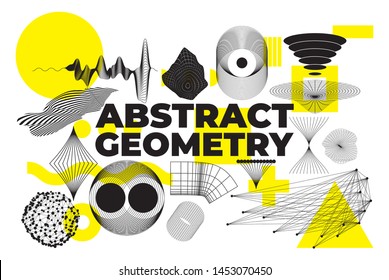 Conjunto de formas geométricas modernas universales. Composición caótica con elementos de diseño abstracto vectorial para banner web, carteles, fondos