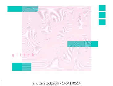 Universal Modern Geometric Shapes Set in Pastel colors. Chaotic Glitch Art composition with Vector abstract design elements for web banner, posters, covers, backgrounds. Vaporwave/ neo-memphis style.