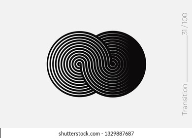 Forma Geométrica Universal Moderno De Medio Tono. Elemento de diseño clásico vectorial. Plantilla para Ropa de logotipos de empresas. Efecto Transición de semitono