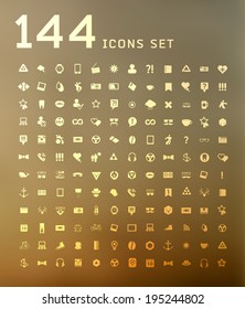  universal modern icons for web and mobile app, business, finance, multimedia, hipster style