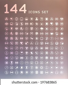  universal modern icons for web and mobile app, business, finance, multimedia, hipster style