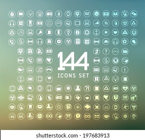  universal modern icons for web and mobile app, business, finance, multimedia, hipster style