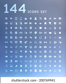 universal modern icons for web and mobile app, business, finance, multimedia, hipster style 