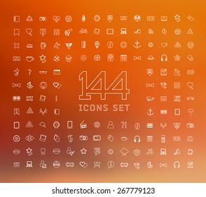 universal modern icons for web and mobile app, business, finance, multimedia, hipster style