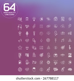  universal modern icons for web and mobile app, business, finance, multimedia, hipster style