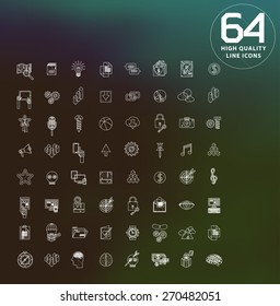  universal modern icons for web and mobile app, business, finance, multimedia, hipster style