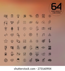  universal modern icons for web and mobile app, business, finance, multimedia, hipster style