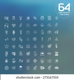  universal modern icons for web and mobile app, business, finance, multimedia, hipster style