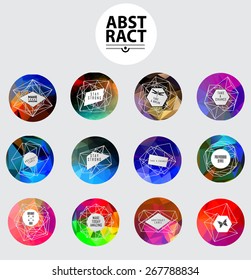 Universal modern label on polygonal backgrounds. Icons for web and mobile app, business, finance, multimedia, hipster style. low poly illustration. Geometric Patterns