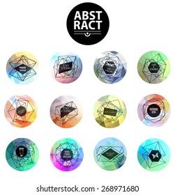Universal modern label on polygonal backgrounds. Icons for web and mobile app, business, finance, multimedia, hipster style. low poly illustration. Geometric Patterns