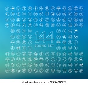  universal modern thin line icons for web and mobile app, business, finance, multimedia, hipster style