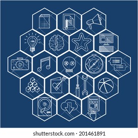  universal modern thin line icons for web and mobile app, business, finance, multimedia, hipster style