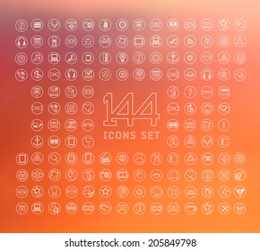 universal modern thin line icons for web and mobile app, business, finance, multimedia, hipster style
