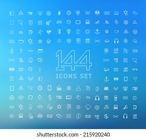 universal modern thin line icons for web and mobile app, business, finance, multimedia, hipster style