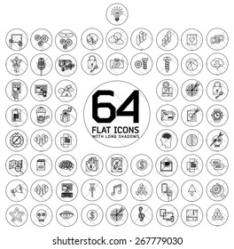 universal modern thin line icons for web and mobile app, business, finance, multimedia, hipster style