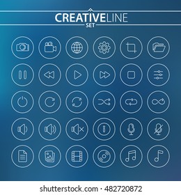 Universal multimedia thin icons set for Your Web design, Mobile design, Infographics, and other