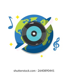 Universal Music Symbol with Record and Globe