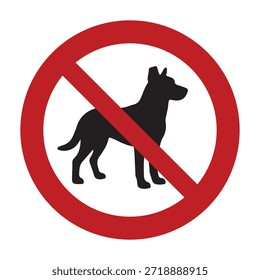 Símbolo Proibitivo Universal de Não Entrada com Cão com Barra de Círculo Vermelho e Silhueta Canina para Sinalização de Segurança da Saúde Pública e Zonas Restritas para Animais de Estimação - Imagem de Stock de Alto Vetorial