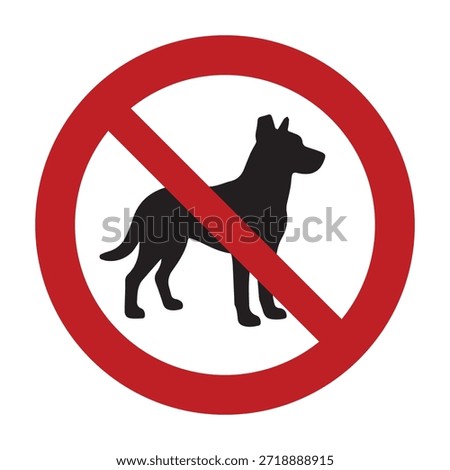 Universal No Entry with Dog Prohibitory Symbol with Red Circle Slash and Canine Silhouette for Public Health Safety Signage and Pet Restricted Zones - High Vectorial Stock Image