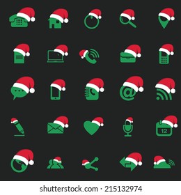 Universal Outline Icons For Web and Mobile with christmas hat