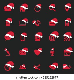 Universal Outline Icons For Web and Mobile with christmas hat