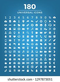 Universal pack of icons. 180 solid icon -  computer, graphic des