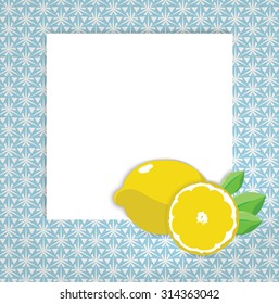 universal page layout with lemon icon, recipe or daily special card template, vector drawing eps 10