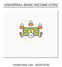 Universal Payment Color Icon. Lump Sum People Payment. Cash For Everyone. Basic Income Concept. Isolated Vector Illustration