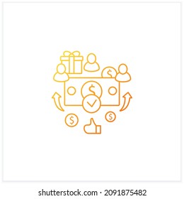 Universal Payment Gradient Icon. Lump Sum People Payment. Cash For Everyone. Basic Income Concept. Isolated Vector Illustration.Suitable To Banners, Mobile Apps And Presentation