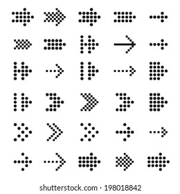 Universal Pixel Arrows Set. Vector Illustrations