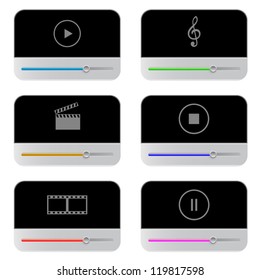 Universal players set on a white background