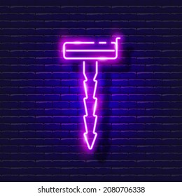Universal plug neon icon. Irrigation system, watering system, hose and accessories glowing sign. Vector illustration for design, website, advertising, store, goods.