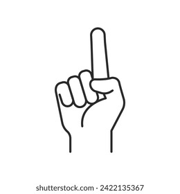 Universal pointing index finger vector icon. Unfilled thin outline design symbolizing direction, choice, voting, volunteering, selecting something or having and idea