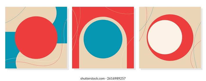 Universal poster templates, bright red and blue modern, empty space for inscription or insertion, flyer, background.