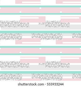 Universal print. Seamless pattern, multicolored geometric shapes in the Memphis style. Contemporary Art, Minimalist. Modern, aesthetic. Vector EPS 8