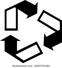 Universal recycling icon with three arrows forming a loop, symbolizing recyclable materials, reuse, and sustainability.