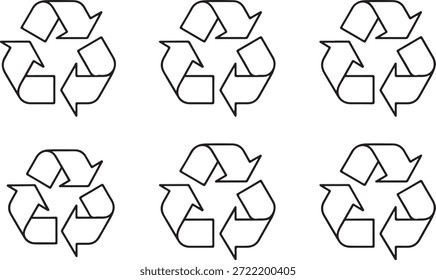 Señal de reciclaje universal con tres flechas de persecución