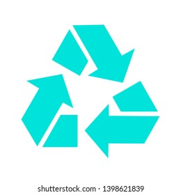 The universal recycling symbol. International symbol used on packaging to remind people to dispose of it in a bin instead of littering. Icon isolated on white background. Vector illustration.