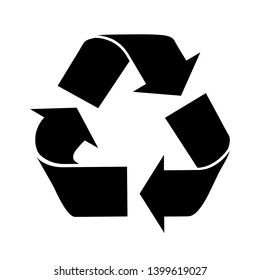 The universal recycling symbol. International symbol used on packaging to remind people to dispose of it in a bin instead of littering. Icon isolated on white background. Vector illustration. - Shutterstock ID 1399619027